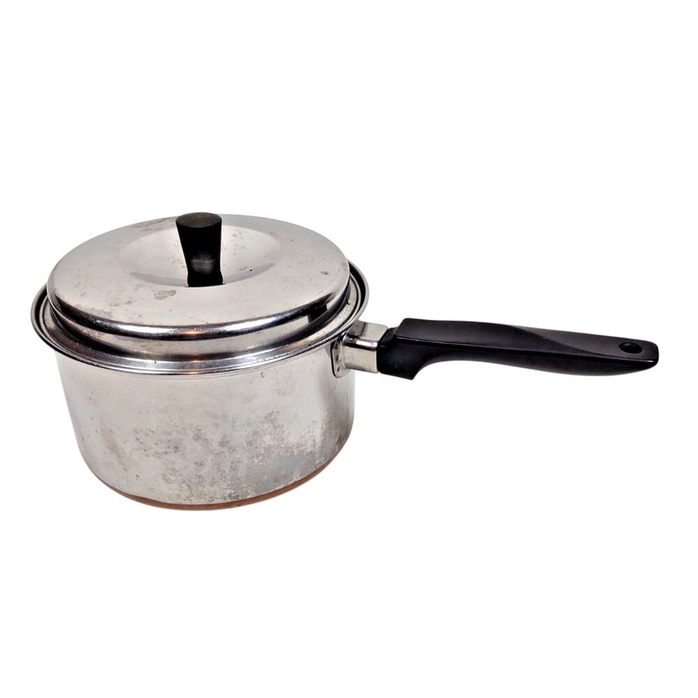 VTG Ekcoware Copper Bottom Stainless Steel 2 Qt Sauce Pan Pot w/ Lid Made in USA